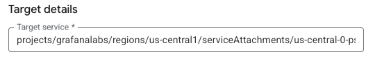 Enter Service Attachment URI