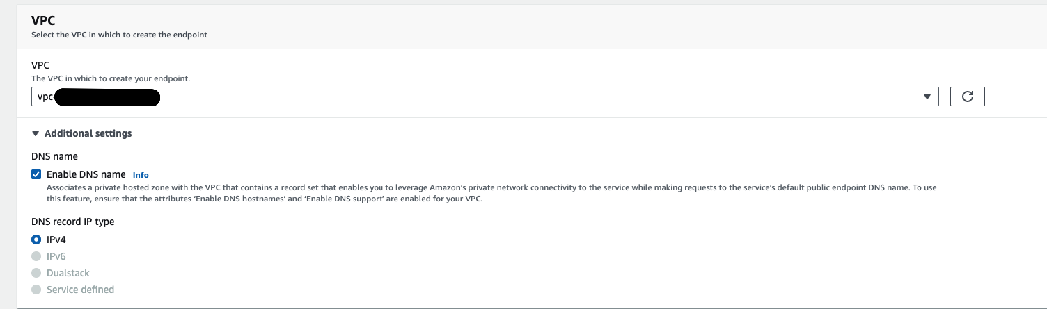 Check Enable DNS name Check Enable DNS name