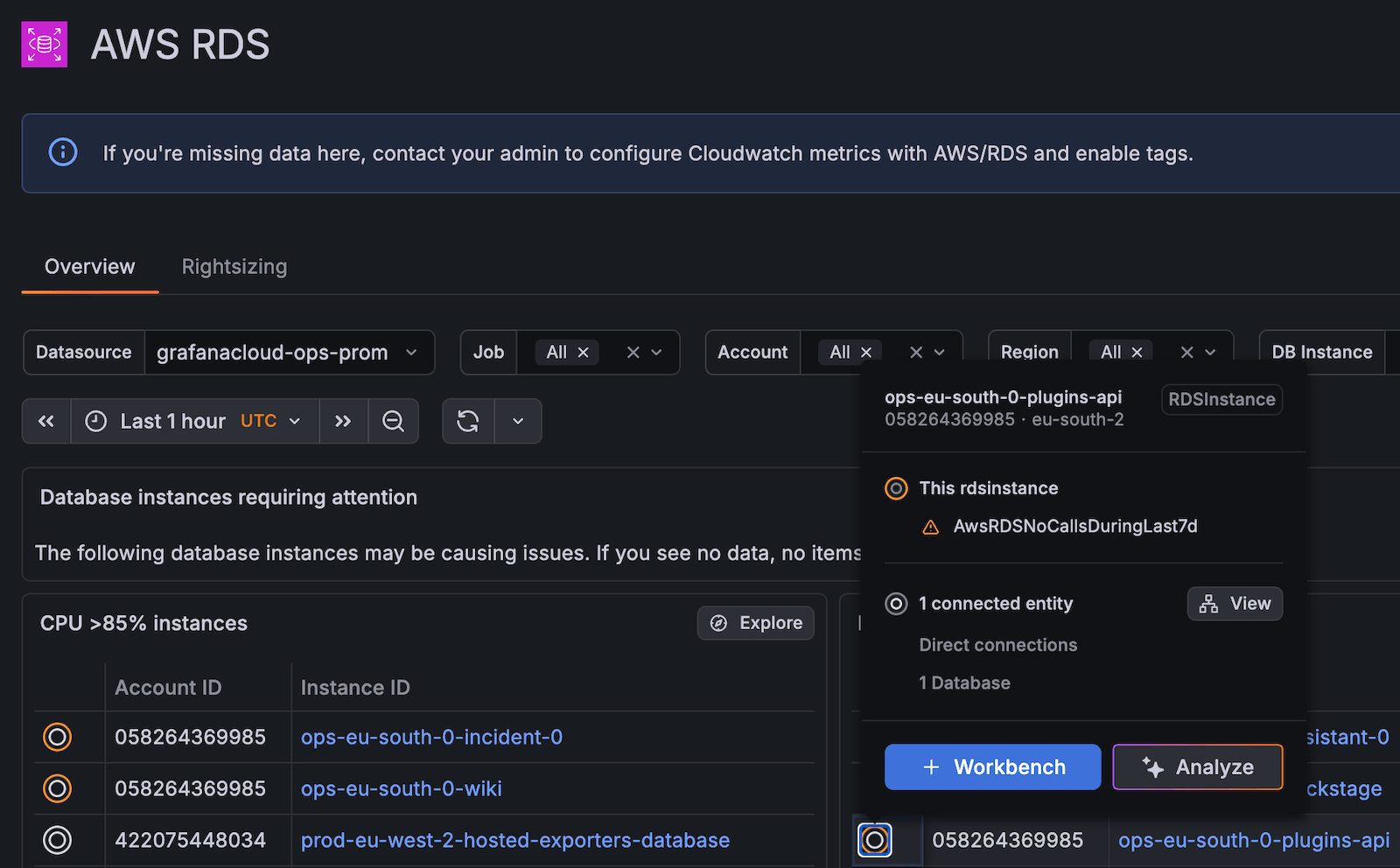 Insights dialog box revealed when hovering over Insights rings Insights dialog box revealed when hovering over Insights rings