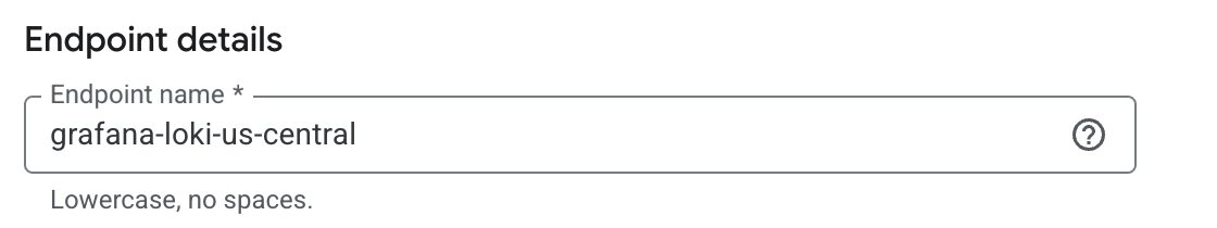 Enter Endpoint name
