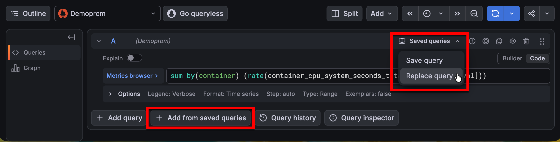 Access saved queries
