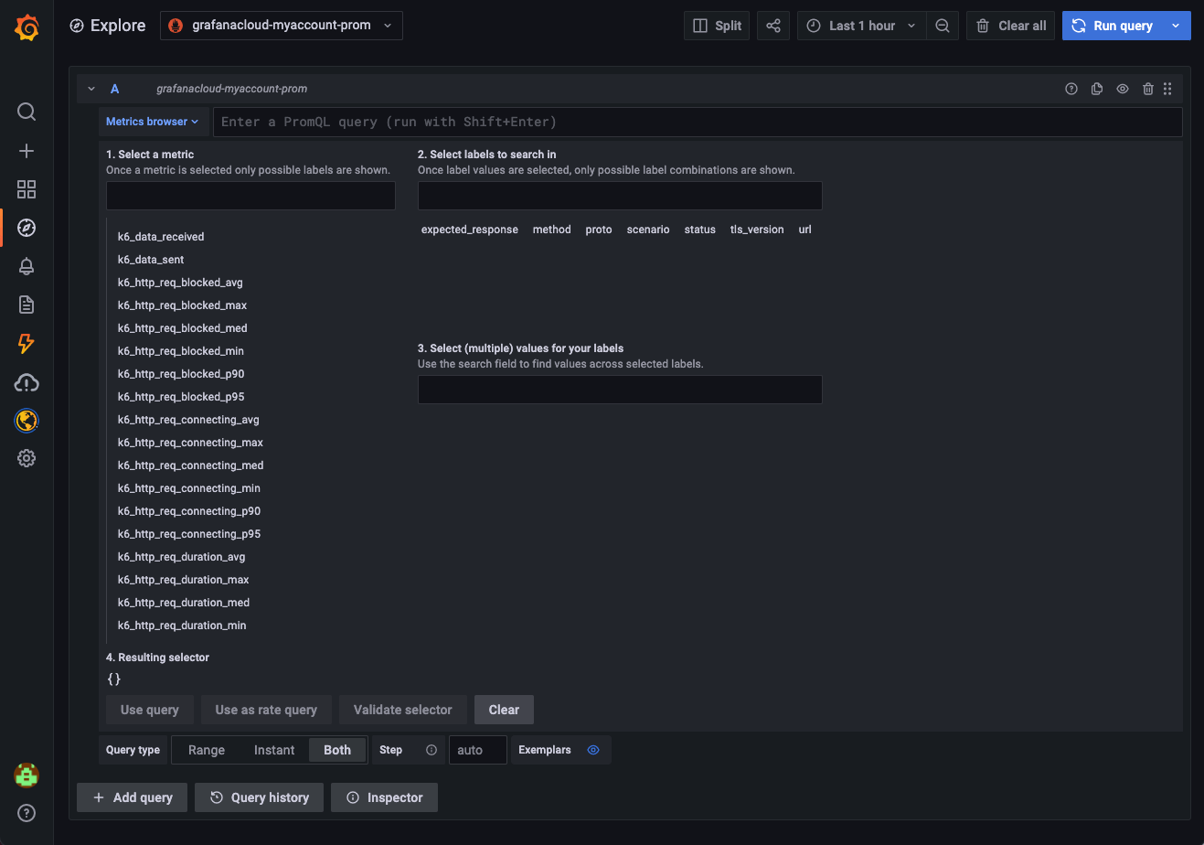Explore k6 metrics in Grafana Cloud
