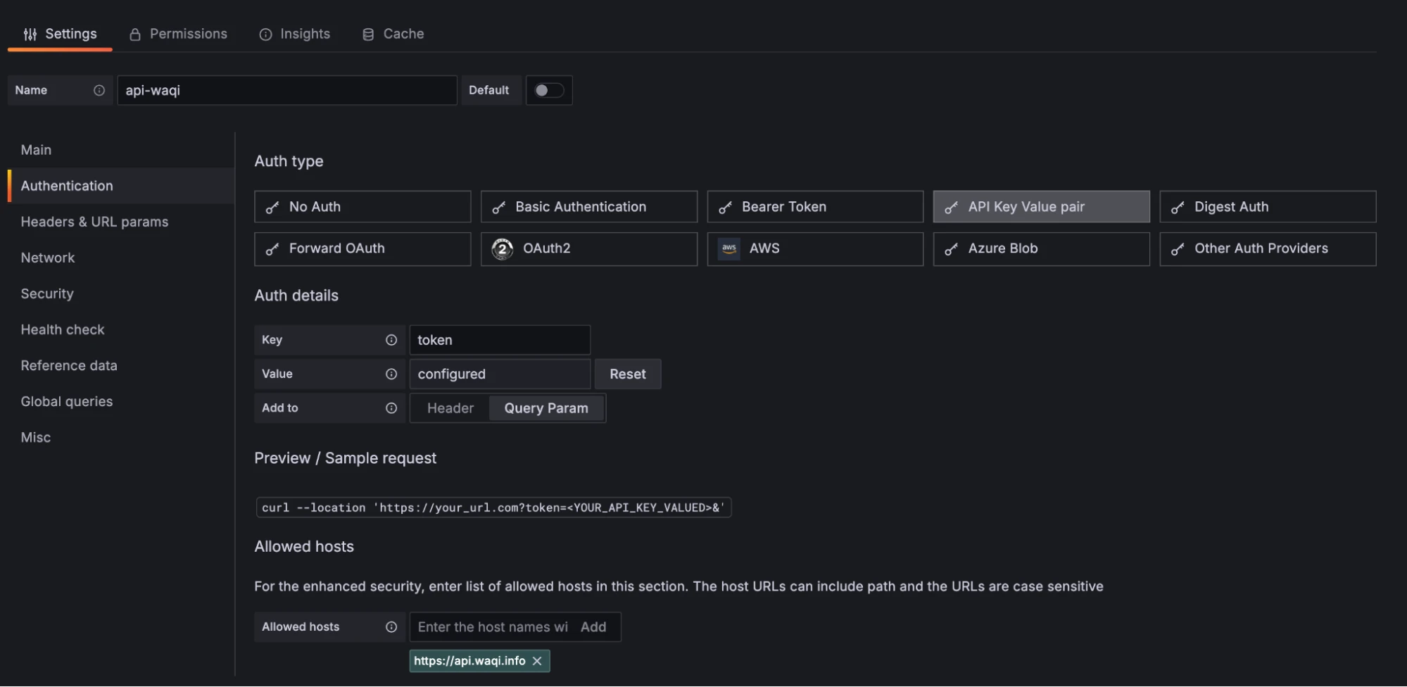 Auth type menu