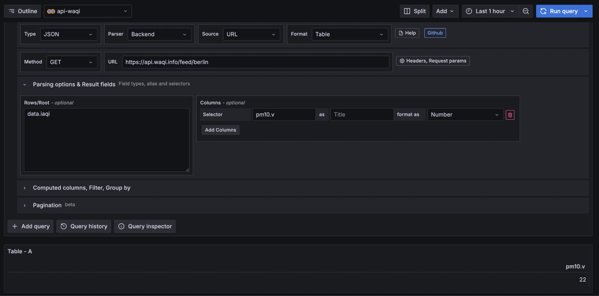 API request