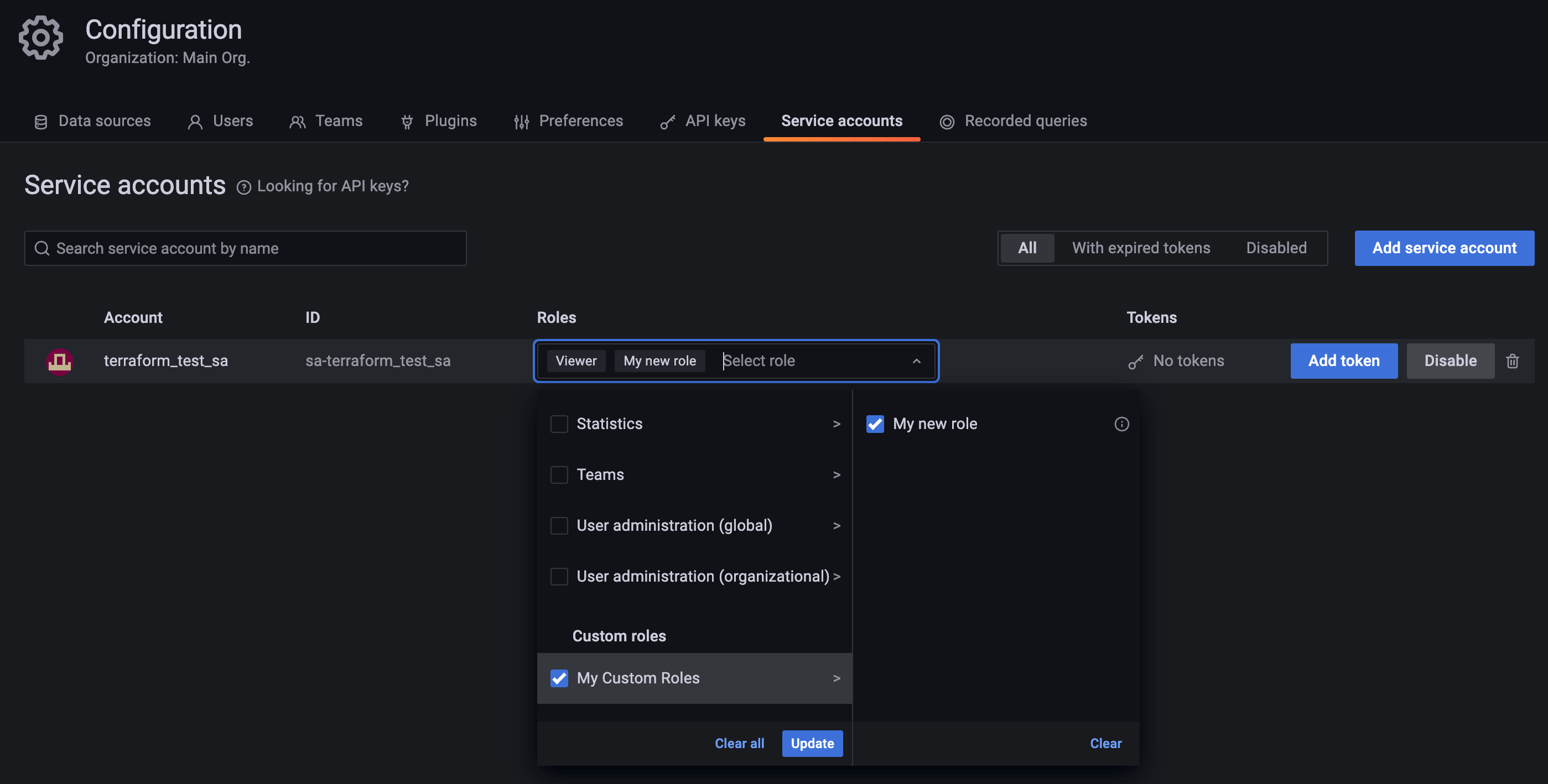 Service Account Role Assignment