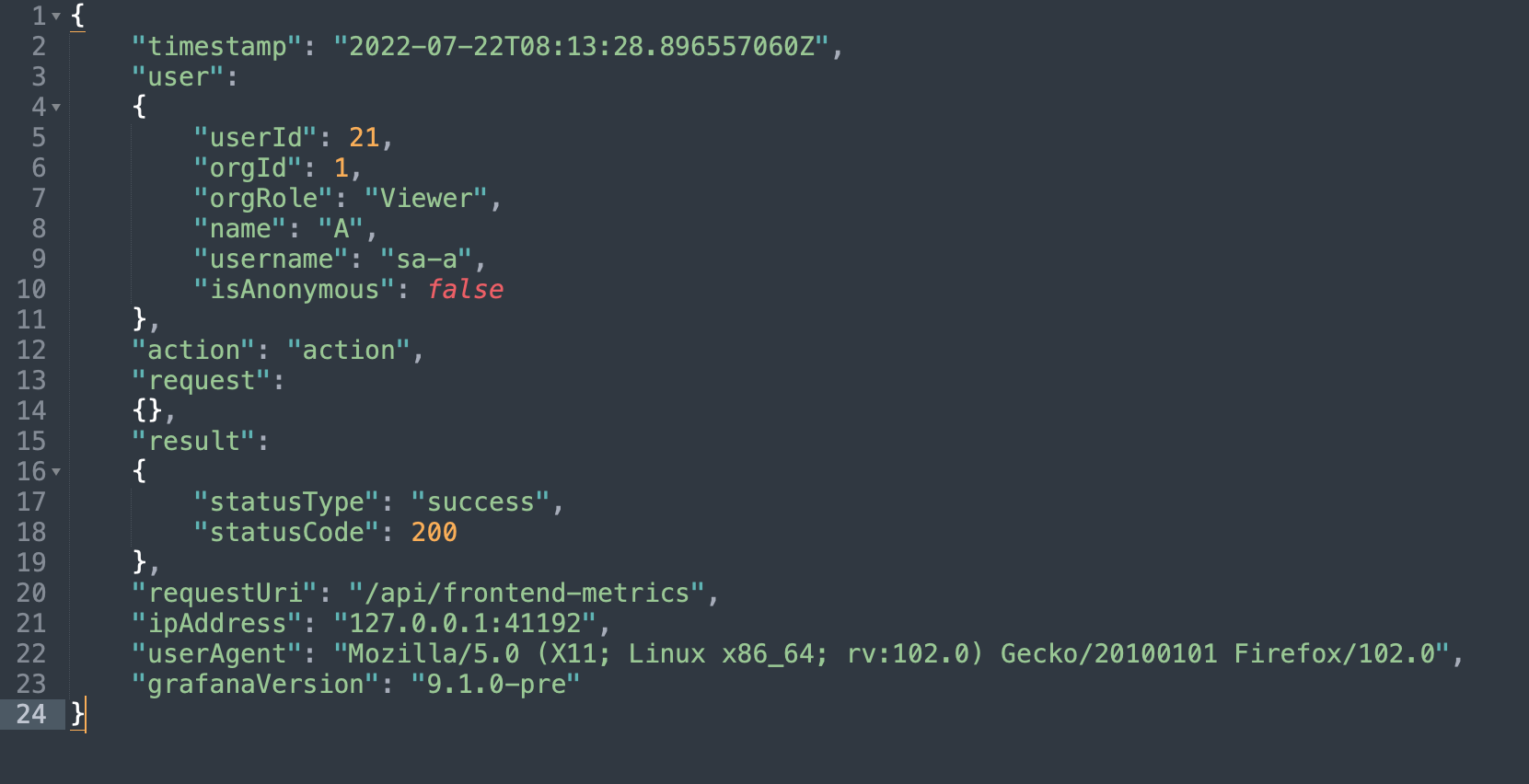 Verbose audit logging output Verbose audit logging output