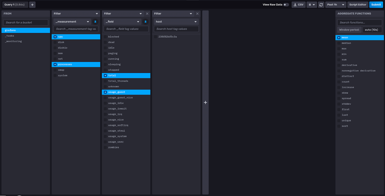 InfluxDB Explore query